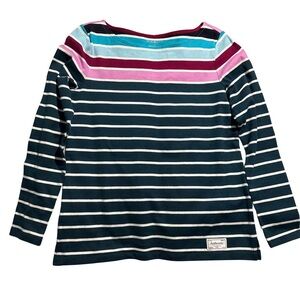 Talbots Blues, Red, Pink Green & White Long Sleeve Tee w/ Nautical Stripes NWOT
